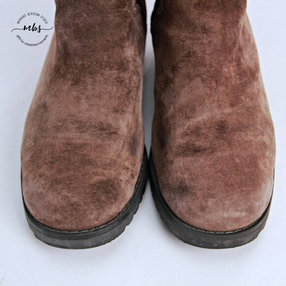UGG Australia Maddison Mid Calf Side Zip Buckle Suede Boots Brown Women 7 - Picture 9 of 15
